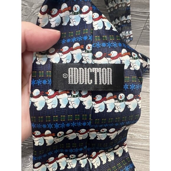 Snowmen Conga Line Christmas Tree Neck Tie Yule Tie Greetings Men's Korea - Picture 4 of 6